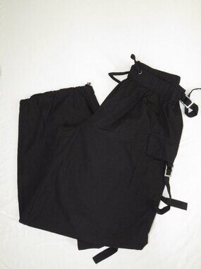 NWT Teal by Nadine West Black Utility Cargo Pants L — Techwear Buckle Strap